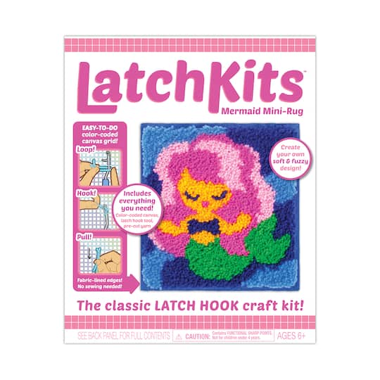 Latchkits Mermaid Mini-Rug Craft Kit, One Size, Multiple Colors
